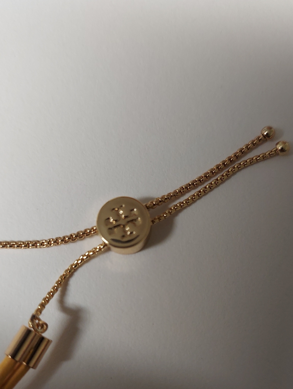Tory Burch Yellow Double-Strand Logo Slider Bracelet with Gold-Tone Hardware - Picture 4 of 5